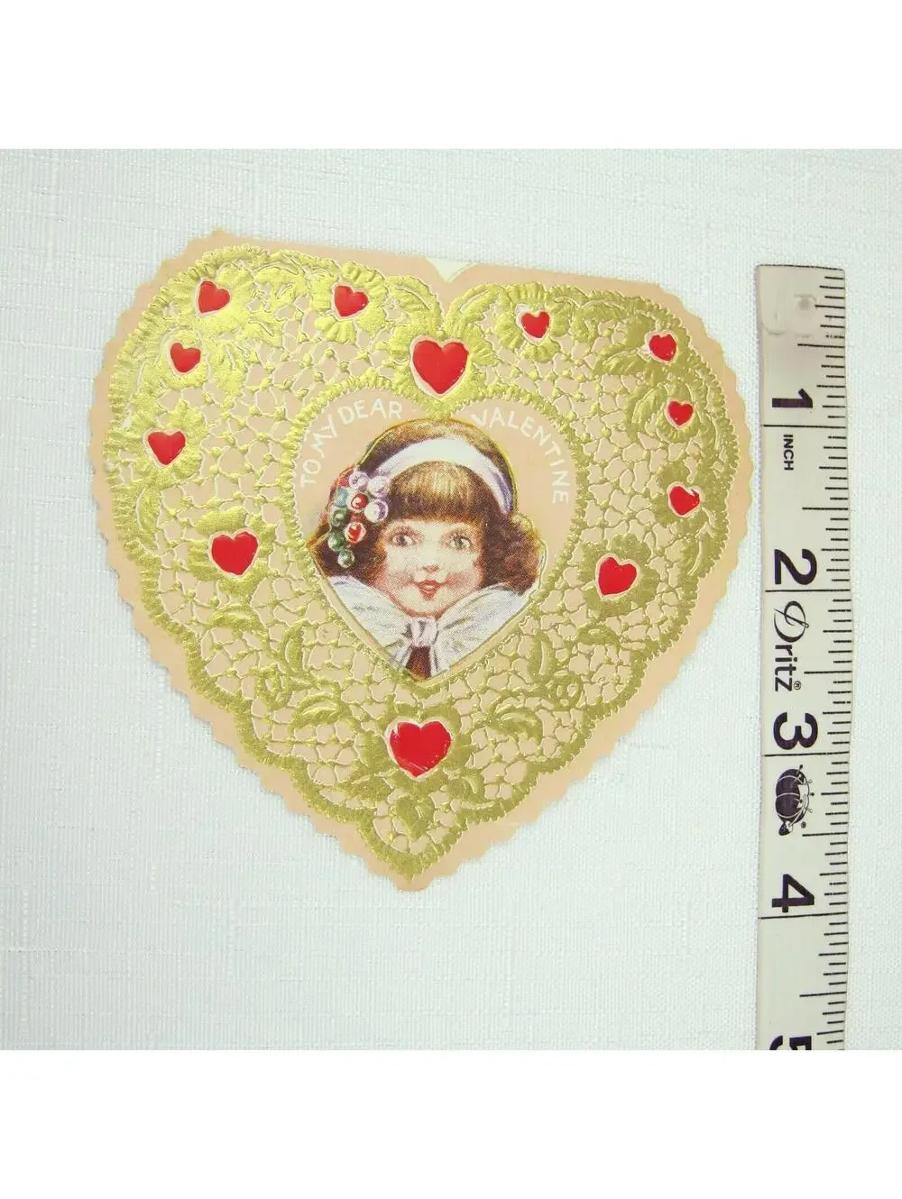 Lot 2 Vintage Valentine Die cut Fold Girl Angels Gold Embossed 1920-30s UNSIGNED